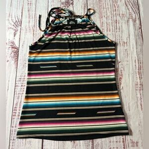 Double D Ranch Serape Multicolor Striped Tank Top super stretchy polyester.